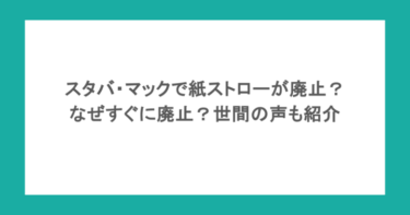 スタバ・マックで紙ストローが廃止?なぜすぐに廃止?世間の声も紹介