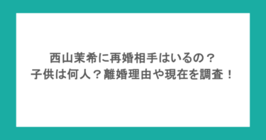 西山茉希に再婚相手はいるの？子供は何人？離婚理由や現在を調査！